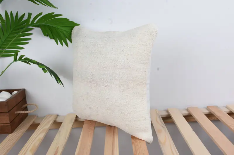 Cushion Case, Handmade Kilim Cushion, Boho Pillow Sham Cover, Chair Pillow Cover, 16x16 White Cushion, Wholesale Cushion Case, Kilim Pillow - 5