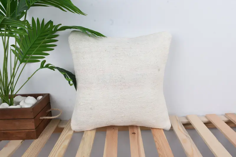 Cushion Case, Handmade Kilim Cushion, Boho Pillow Sham Cover, Chair Pillow Cover, 16x16 White Cushion, Wholesale Cushion Case, Kilim Pillow - 1