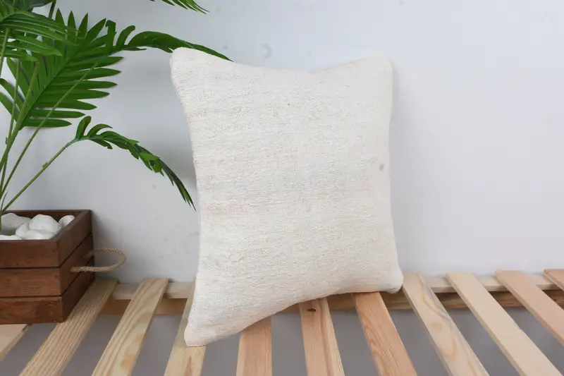 Cushion Case, Handmade Kilim Cushion, Boho Pillow Sham Cover, Chair Pillow Cover, 16x16 White Cushion, Wholesale Cushion Case, Kilim Pillow - 4