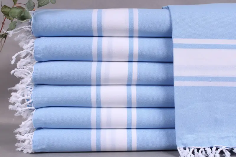 Wedding Gift Towel Blue Striped Turkish Beach Towel, 40x71 Inches