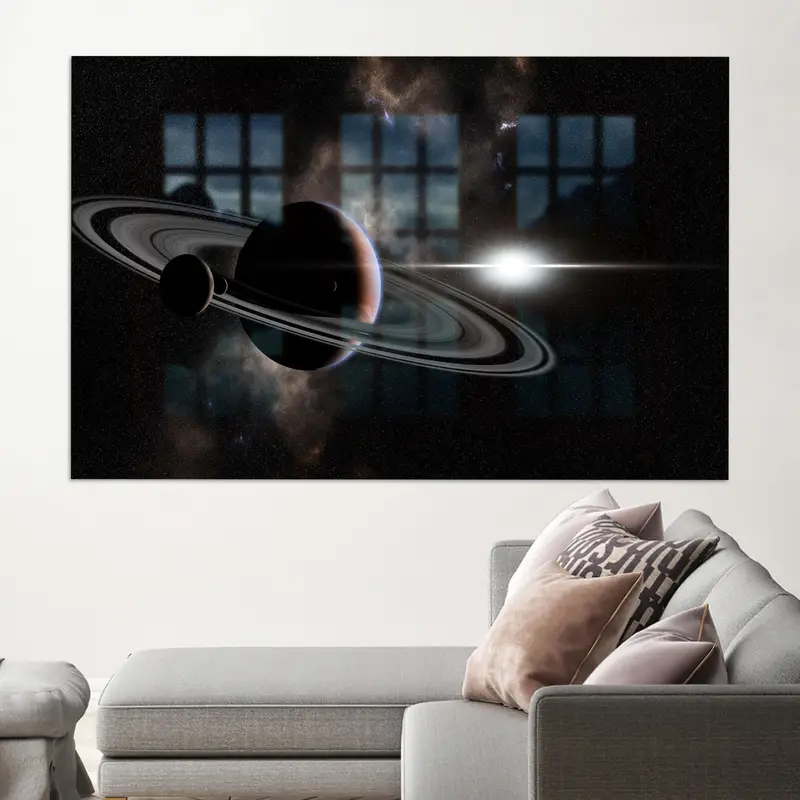 Vidrio impreso celestial: cielo estrellado, galaxia, diseño de planetas