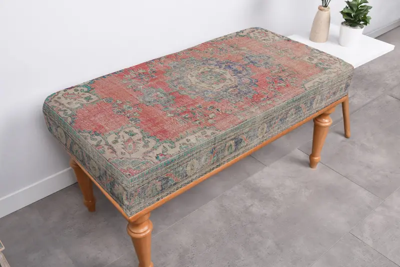 Coastal Kilim オットマン ウールブレンドカバー付き、オットマン