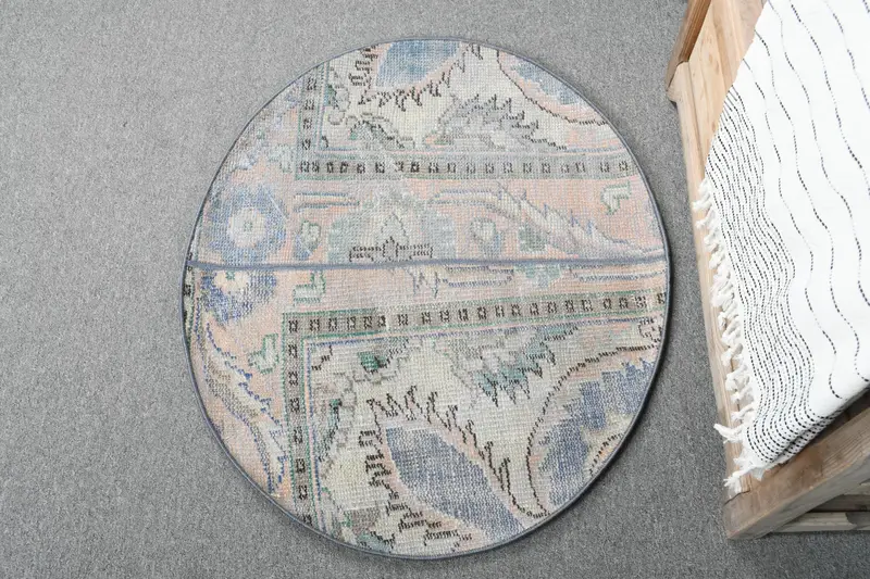 ブルーオンブレラグ、2.5x2.9フィート、オレンジアクセント付き