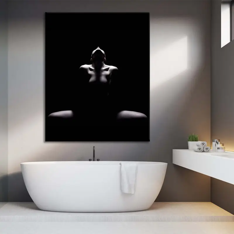 Seksi duvar baskısı, erotik çıplak tuval, şehvetli sanat baskısı, erotik çıplaklık duvar sanatı, seksi vücut dekoru, çıplak kadın, siyah ve beyaz, olgun - 1