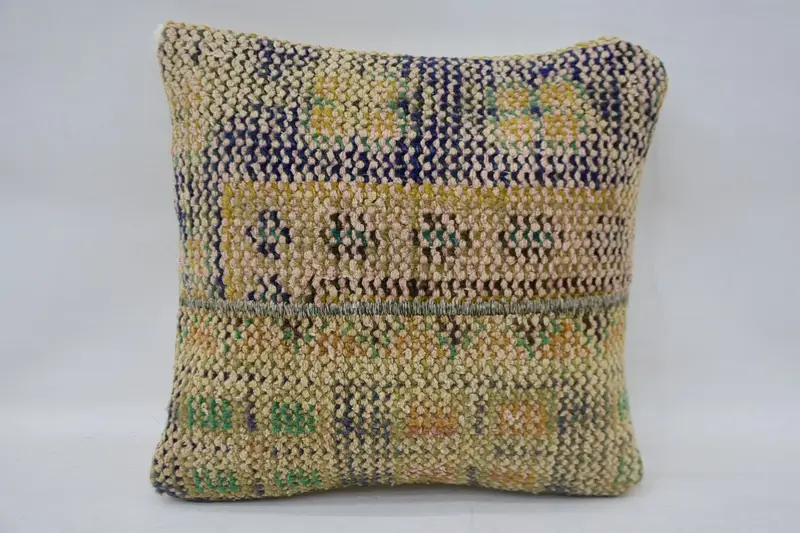 Home Decor Pillow, Turkish Pillow, Ottoman Cushion Cover, 12x12 Beige Pillow Cover, Pillow Cover, Hippie Throw Pillow, Handmade Kilim Cushion - 1