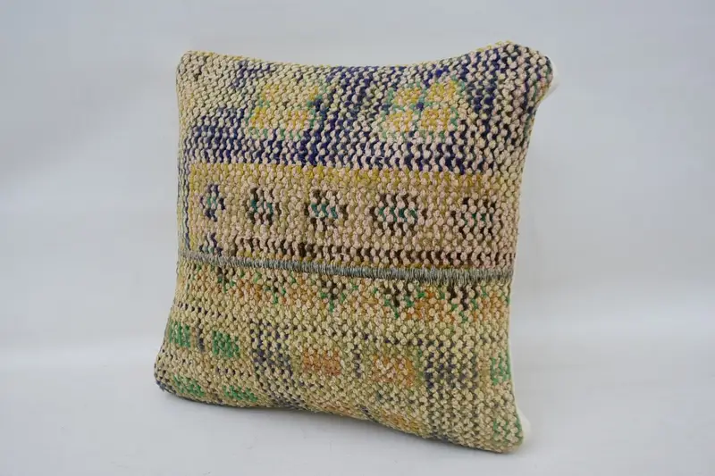 Home Decor Pillow, Turkish Pillow, Ottoman Cushion Cover, 12x12 Beige Pillow Cover, Pillow Cover, Hippie Throw Pillow, Handmade Kilim Cushion - 3