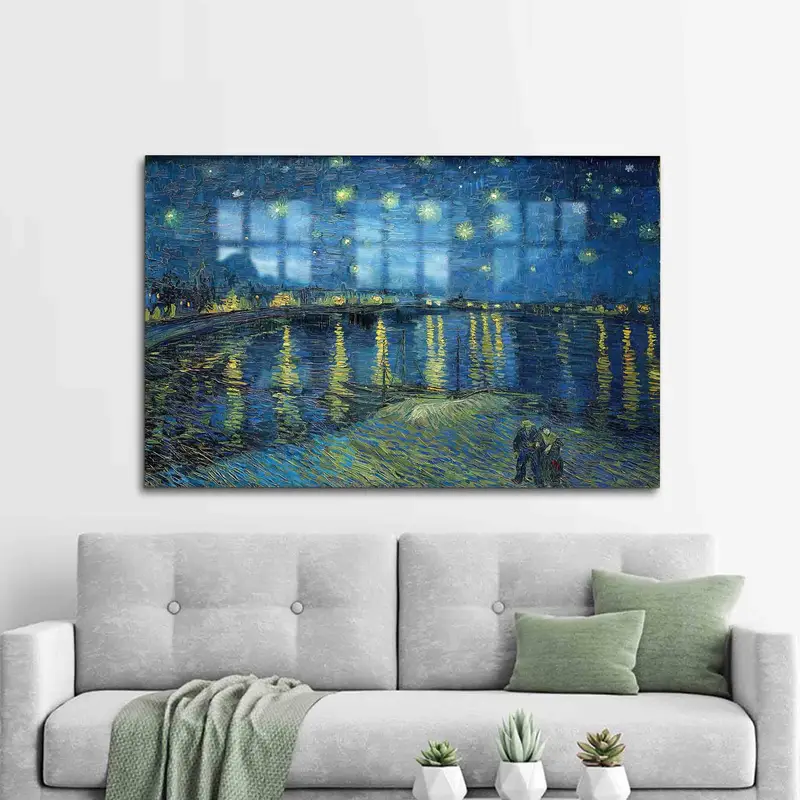 Zarif Baskılı Cam: Rhone Üzerinde Yıldızlı Gece