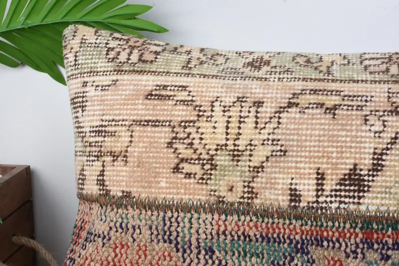 Yastık, Vintage Kilim Yastığı Yastık Kapağı, 12x24 Bej Yastık Sham, Kabile Yastık Kılıfı, İç Tasarımcı Yastığı, Ev Dekor Yastığı, Hediye Yastığı - 2