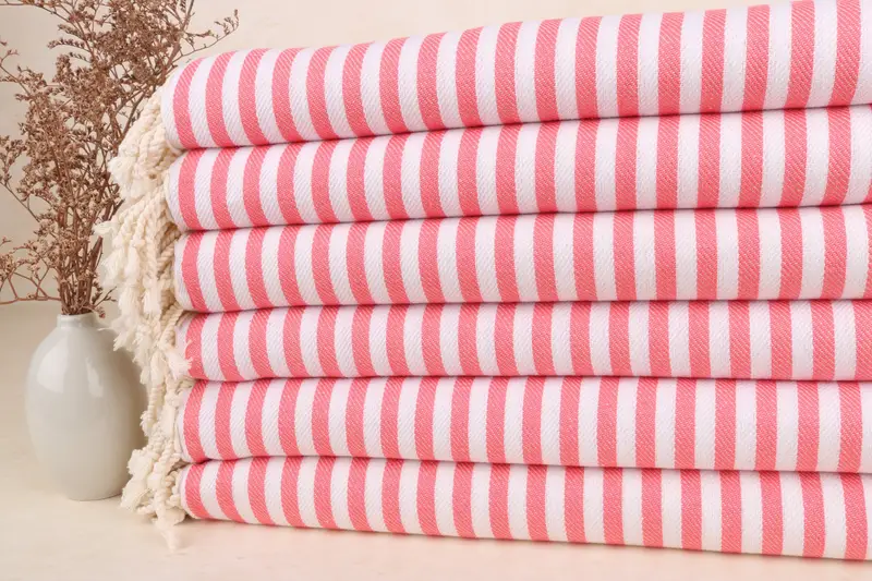 Ev İçin Hediye Çizgili Vermilion Bej Havlu, Bekarlığa Veda Hediyesi, 40x71 İnç