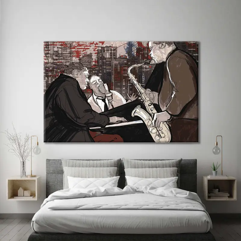 Orchestra Canvas Art, Music Wall Art, Jazz Poster, Jazz Club Decor, Saxophone Player, African American Art, Musician Wall Art, Jazz Art - 6