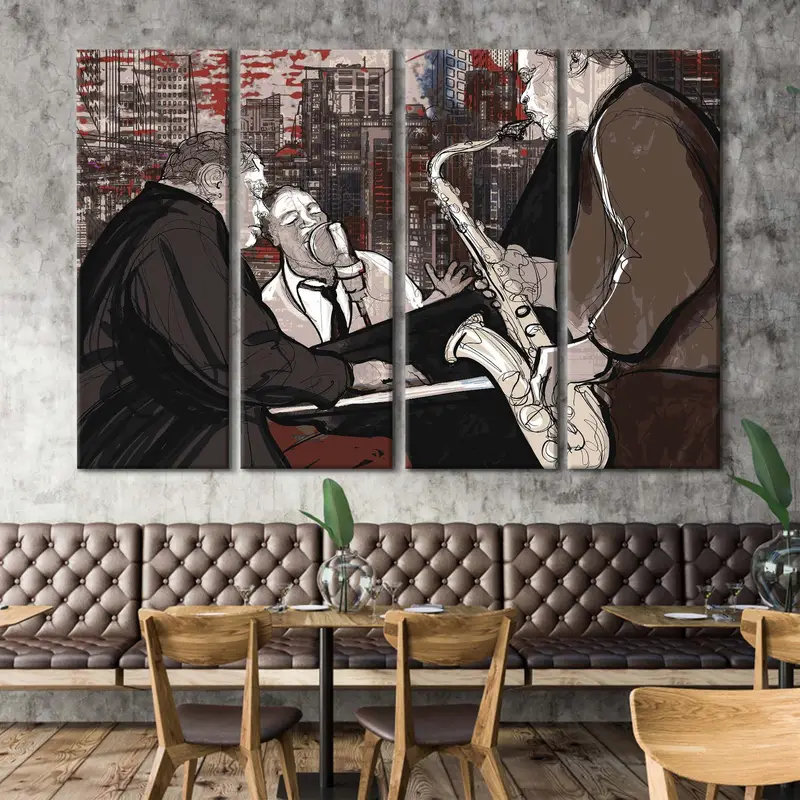 Orchestra Canvas Art, Music Wall Art, Jazz Poster, Jazz Club Decor, Saxophone Player, African American Art, Musician Wall Art, Jazz Art - 8