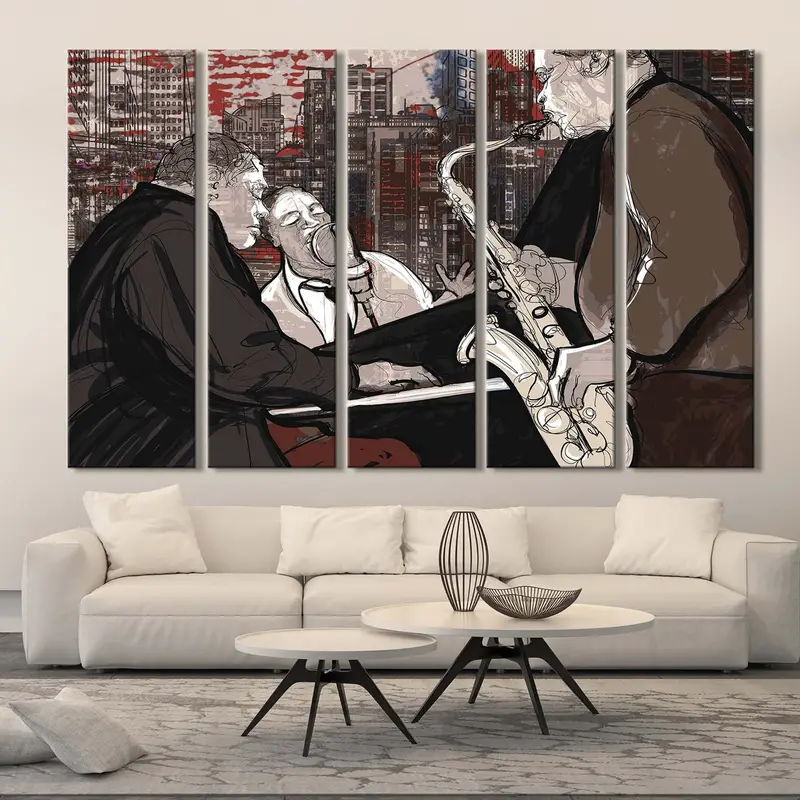 Orchestra Canvas Art, Music Wall Art, Jazz Poster, Jazz Club Decor, Saxophone Player, African American Art, Musician Wall Art, Jazz Art - 9