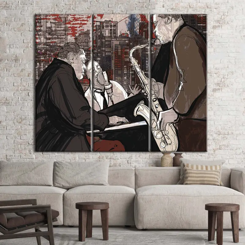 Orchestra Canvas Art, Music Wall Art, Jazz Poster, Jazz Club Decor, Saxophone Player, African American Art, Musician Wall Art, Jazz Art - 7
