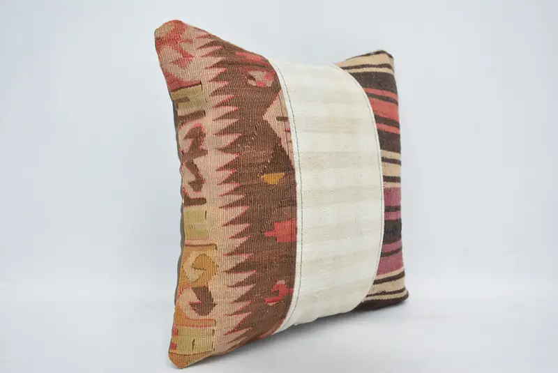 Turkish Pillow, 14x14 White Pillow Sham, Outdoor Bolster Pillow, Handmade Cushion, Interior Designer Pillow, Vintage Pillow, Cushion - 3