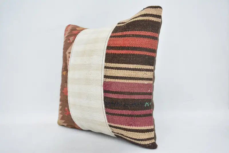 Turkish Pillow, 14x14 White Pillow Sham, Outdoor Bolster Pillow, Handmade Cushion, Interior Designer Pillow, Vintage Pillow, Cushion - 4
