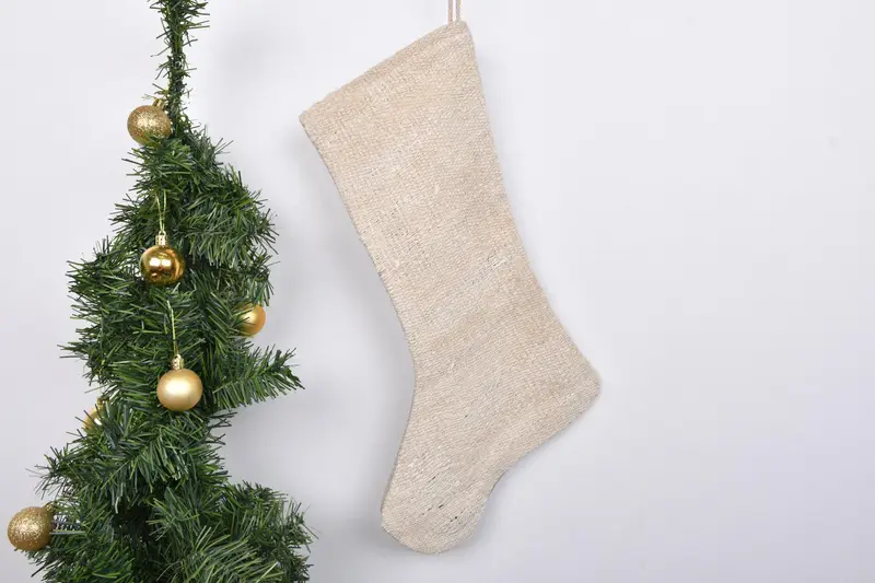 Patrón de adornos navideños festivos, calcetín navideño de 7 pulgadas de ancho