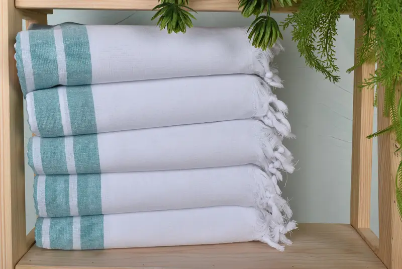 Bath Towel Benetton Green Cotton Striped, 40x71 Inches