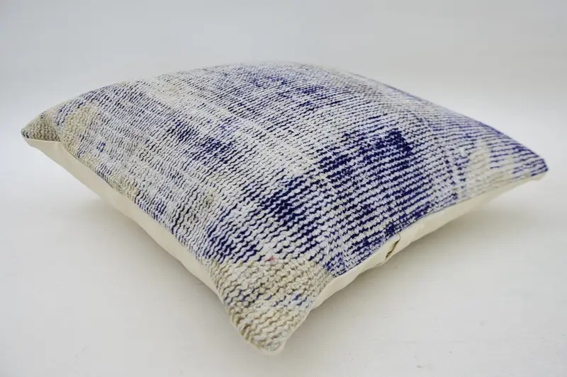 18x18 Blue Pillow Cover, Neutral Throw Cushion Case, Throw Kilim Pillow, Cushion Case, Boho Pillow, Boho Chic Pillow, Vintage Kilim Throw Pillow - 6