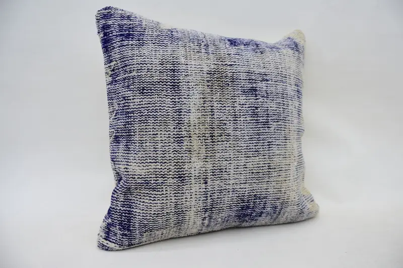 18x18 Blue Pillow Cover, Neutral Throw Cushion Case, Throw Kilim Pillow, Cushion Case, Boho Pillow, Boho Chic Pillow, Vintage Kilim Throw Pillow - 2