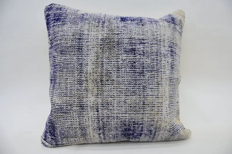 18x18 Blue Pillow Cover, Neutral Throw Cushion Case, Throw Kilim Pillow, Cushion Case, Boho Pillow, Boho Chic Pillow, Vintage Kilim Throw Pillow - 4