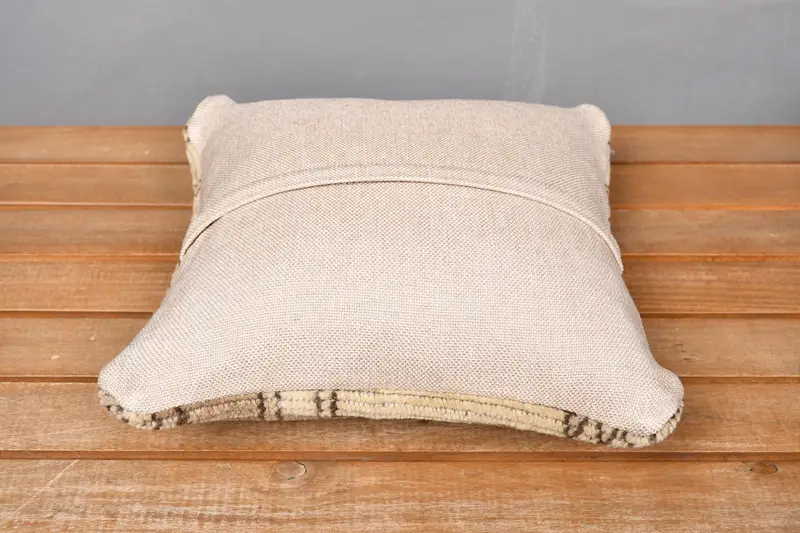 Pillow Cover, Throw Kilim Pillow, Art Deco Cushion Case, 12x12 Beige Cushion Case, Vintage Kilim Throw Pillow, Boho Pillow Sham Cover - 5
