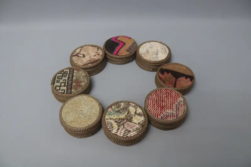 Bohem Kilim Bardak Altlığı, Kaymaz Yuvarlak Bardak Altlığı