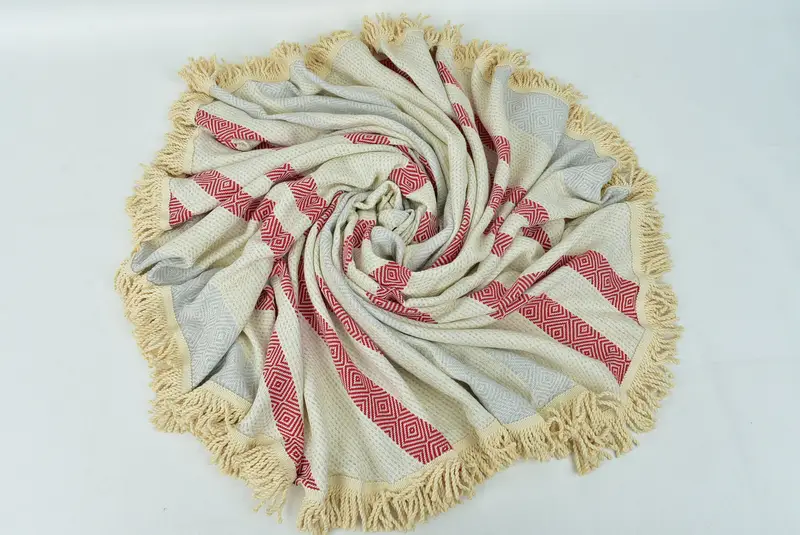 Sand-Resistant Peshtemal, 64x64 Cotton Round Diamond Towel, Turkish hand towel, Monogram Beach Towel, Gym Towel, Christmas Gift, Best Beach Towel - 6