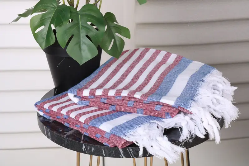68x40 Cotton Striped Towel, Bridal Shower Gift, Girl Trip Party Favor, Quick-Dry Beach Towel, Monogrammed Beach Towel, Yoga Towel, Personalize Gift - 3
