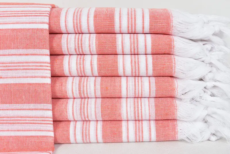 Turkish Towel Personalized Peshtemal Bath Towel, Orange, 37x65