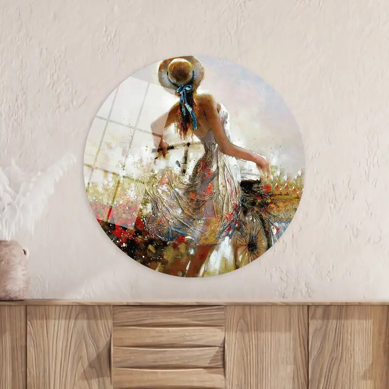 バイクキャンバスプリントのエレガントな抽象的な女性 - 鮮やかな装飾