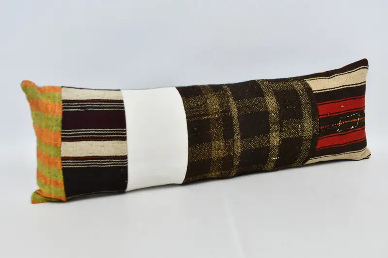 Cushion Case, Vintage Kilim Throw Pillow, Sofa Cushion, Interior Designer Pillow, Boho Pillow Sham Cover, 12x36 Brown Cushion Cover - 3