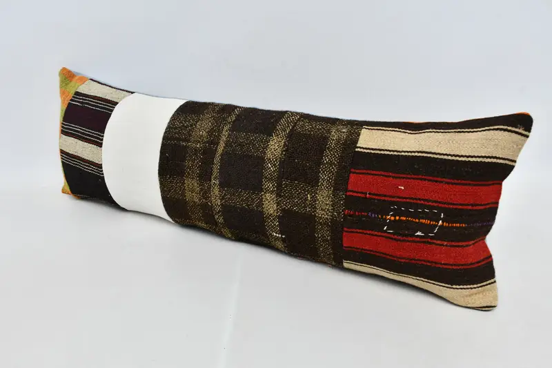 Cushion Case, Vintage Kilim Throw Pillow, Sofa Cushion, Interior Designer Pillow, Boho Pillow Sham Cover, 12x36 Brown Cushion Cover - 4