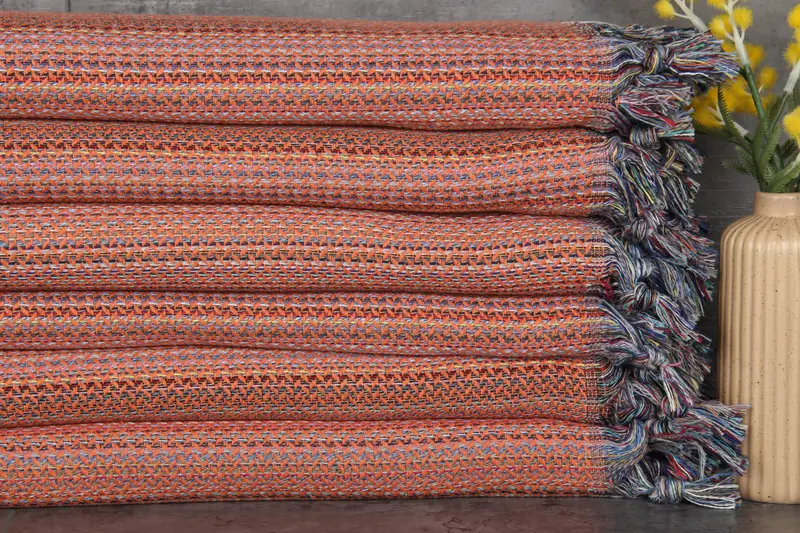 Turkish Organic Cotton Towel 36x71 Inches, Beige, Herringbone Pattern