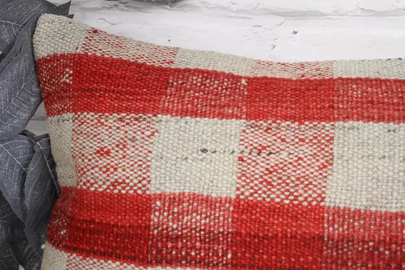 Ethnic Pillow Cover Pillow Sham, Boho Pillow Sham Cover, 12x20 Red Pillow, Pillow Case, Boho Pillow, Vintage Kilim Throw Pillow - 2