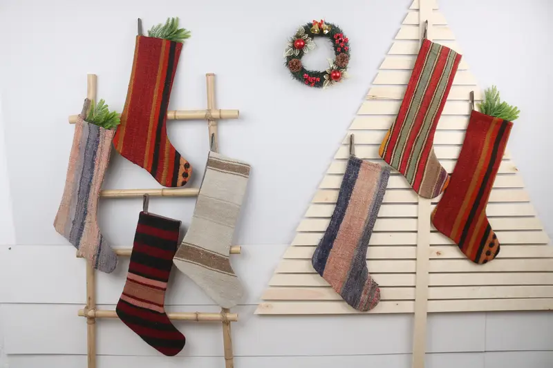 Patrón de adornos navideños, calcetín navideño de 22 pulgadas de ancho