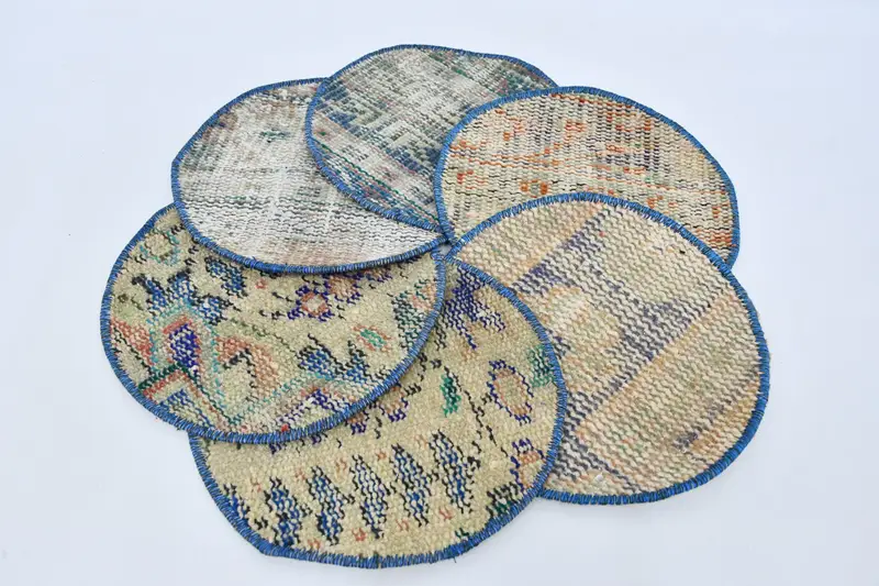 Bohemian Beige & Bronze Circle Placemats, Versatile Cotton & Wool Decor