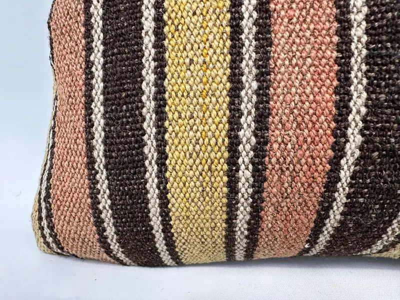 Yastık Sham, İç Tasarımcı Yastığı, 12x24 Kahverengi Yastık Örtüsü, Kilim Yastığı Kapağı, Otantik Yastık Sham, Etnik Kilim Halı Yastığı - 2