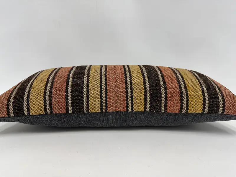 Yastık Sham, İç Tasarımcı Yastığı, 12x24 Kahverengi Yastık Örtüsü, Kilim Yastığı Kapağı, Otantik Yastık Sham, Etnik Kilim Halı Yastığı - 5