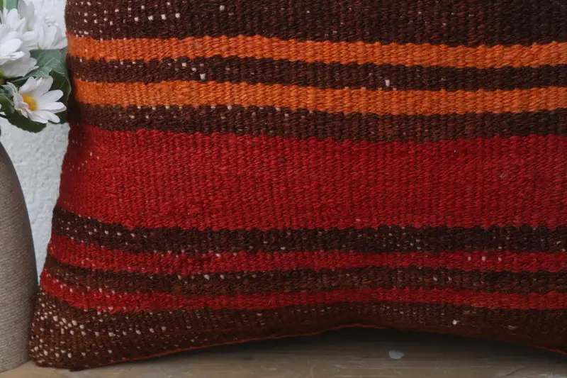 Vintage Kilim Pillow, Pillow for Sofa, Kilim Cushion Sham, Authentic Cushion, 16x16 Red Cushion Cover, Cushion Cover, Vintage Throw Cushion Case - 3