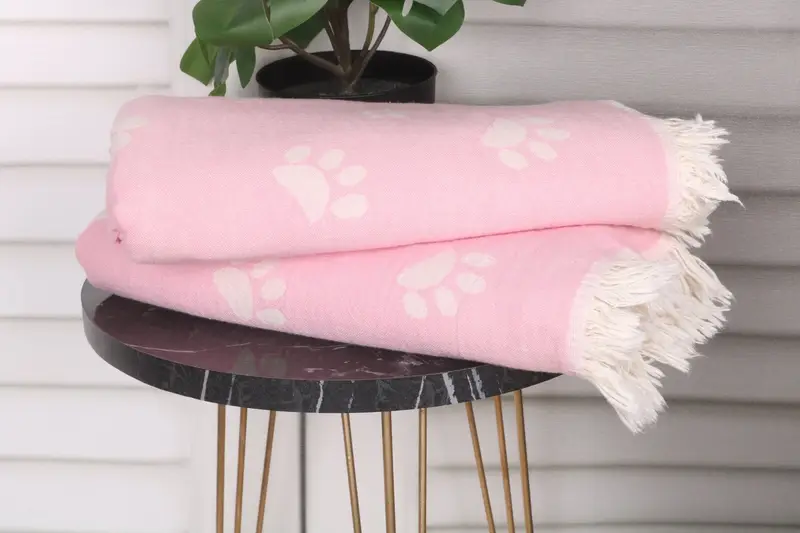 70x36 Cotton Paw Design Towel, Personalized Bridesmaid Gift, Personalized Wedding Gift For Couple, Scarf Towel, Hammam towel, Quick-Dry Beach Towel - 4