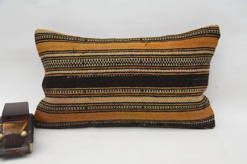 Antique Pillows, Cotton Pillow Sham, Pillow Cover, 12x20 Orange Cushion Case, Home Decor Pillow, Vintage Kilim Pillow - 4
