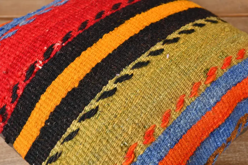 Nomadic Pillow, Pillow, Vintage Kilim Throw Pillow, Handmade Throw Cushion Cover, Kilim Pillow Cover, Turkish Pillow, 12x12 Red Pillow Case - 3