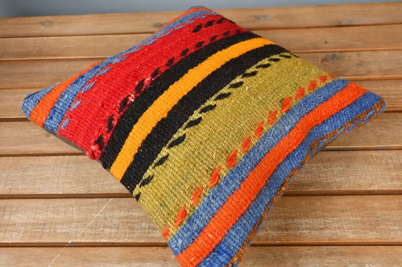 Nomadic Pillow, Pillow, Vintage Kilim Throw Pillow, Handmade Throw Cushion Cover, Kilim Pillow Cover, Turkish Pillow, 12x12 Red Pillow Case - 2