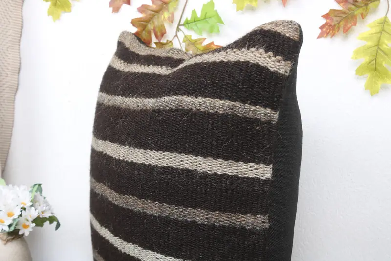 Handmade Kilim Cushion, Antique Pillows, Interior Designer Pillow, Retro Pillow Cover, Pillow Cover, 20x20 Brown Pillow Case - 5