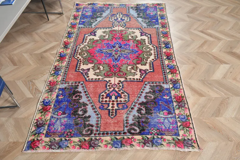 Orange & Purple Animal Print Rug, 4,2x6,8 ft