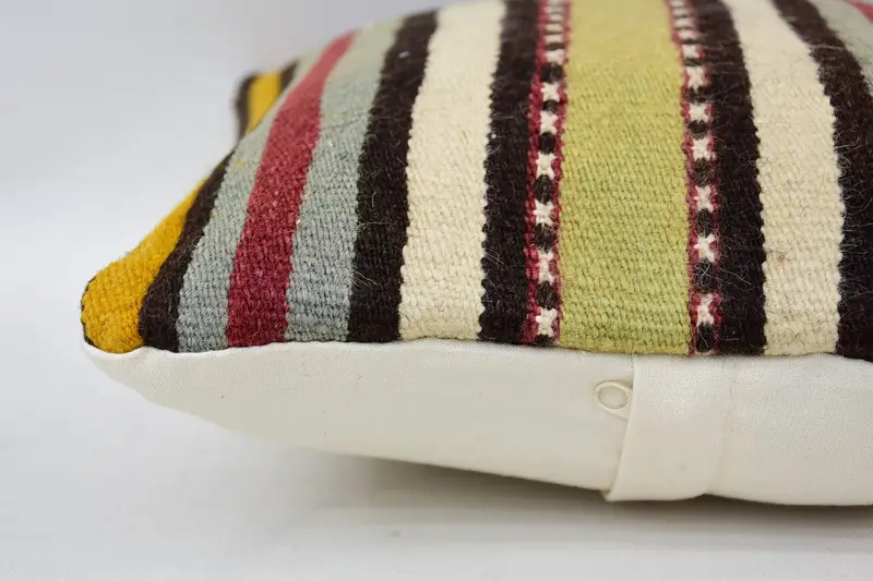 Kilim Pillow, Turkish Bench Cushion Cover, 12x12 Beige Pillow Sham, Boho Pillow, Ikat Cushion Cover, Pillow Sham, Turkish Pillow - 5