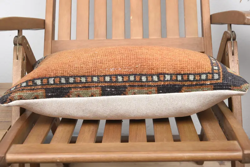 Pillow for Couch, Cushion, Kilim Cushion Sham, Office Chair Cushion Cover, 12x20 Orange Pillow Cover, Ethnical Kilim Rug Pillow - 5