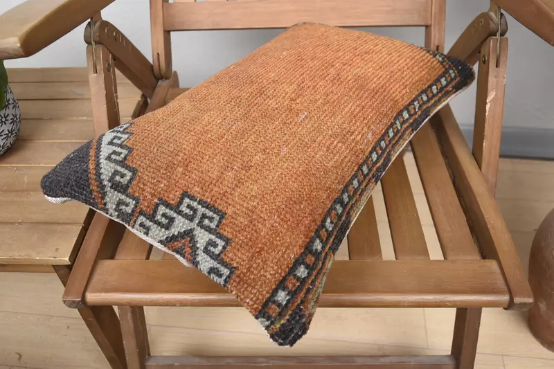 Pillow for Couch, Cushion, Kilim Cushion Sham, Office Chair Cushion Cover, 12x20 Orange Pillow Cover, Ethnical Kilim Rug Pillow - 4