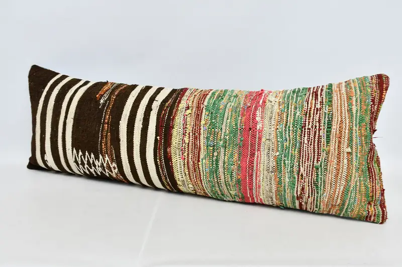 Pillow Cover, 16x48 Brown Cushion, Kilim Cushion Sham, Comfy Throw Pillow Cover, Throw Kilim Pillow, Boho Pillow Sham Cover, Patio Cushion Cover - 4