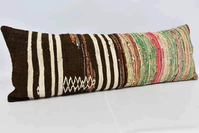 Pillow Cover, 16x48 Brown Cushion, Kilim Cushion Sham, Comfy Throw Pillow Cover, Throw Kilim Pillow, Boho Pillow Sham Cover, Patio Cushion Cover - 3